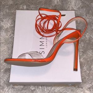 Orange strap up heel